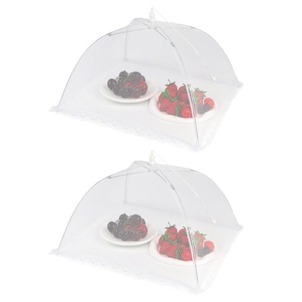食卓カバー DRERIO フードカバー 2本入り 32cm*32cm 食品カバー 正方形 洗える 通気性/折り畳み式/ぶら下げ式 食卓 蚊帳