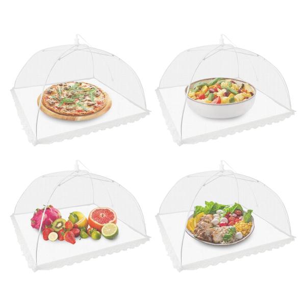 食卓カバー フードカバー ホワイト 32cm*32cm 小さめ 折り畳み式 洗える 通気性 猫よけ 虫除け 正方形 食卓覆い 蝿帳 家庭用