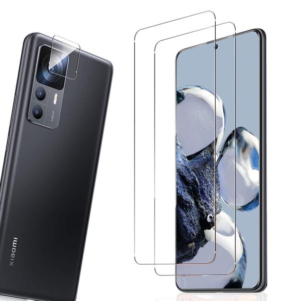 Xiaomi 12T/12T Pro 用 ガラスフィルム(2枚) + カメラフィルム(1枚) シャオミ12t/12t pro用 フィルム 硬