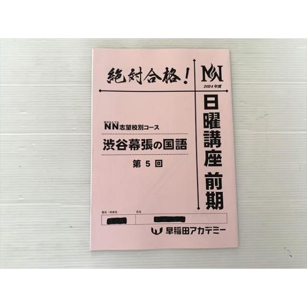 早稲田アカデミー 渋谷幕張の国語 NN志望校別コース 第5回 日曜講座