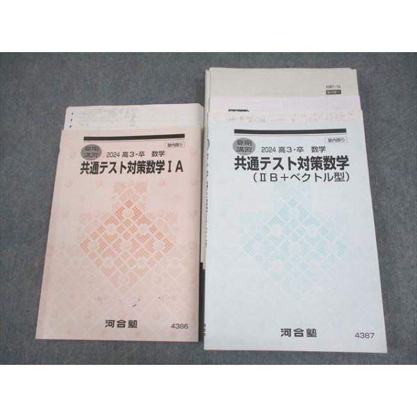 河合塾 共通テスト対策数学IA/(IIB＋ベクトル型) テキスト/テスト12回分付 2024 夏期 計2冊 027S0D 河合塾 共通テスト対策数学IA/(IIB＋ベクトル型) テキスト