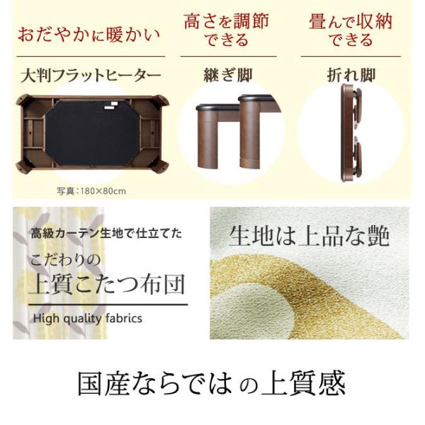 新品登場 日本製 家具調 高さ調節 2点セット 180x80cm 国産北欧柄こたつ布団 フラットリラ 継脚付きフラットヒーターこたつ 大判サイズ 国産 テーブル こたつ 北欧 父の日 送料無料 厚手 こたつ布団 大判 おしゃれ こたつ Feonnaaherbals Com