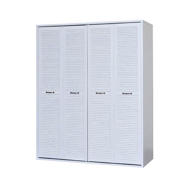プラカ ルーバー折れ戸クローゼット 幅150cm高さ185cm プラカ ホワイト 洋服 ワードローブ クローゼット 衣類収納 幅150cm高さ185cm 服の収納 コート掛け ルーバー扉 収納 収納家具 服の収納 Y St Pr185 150cwh 本棚専門店