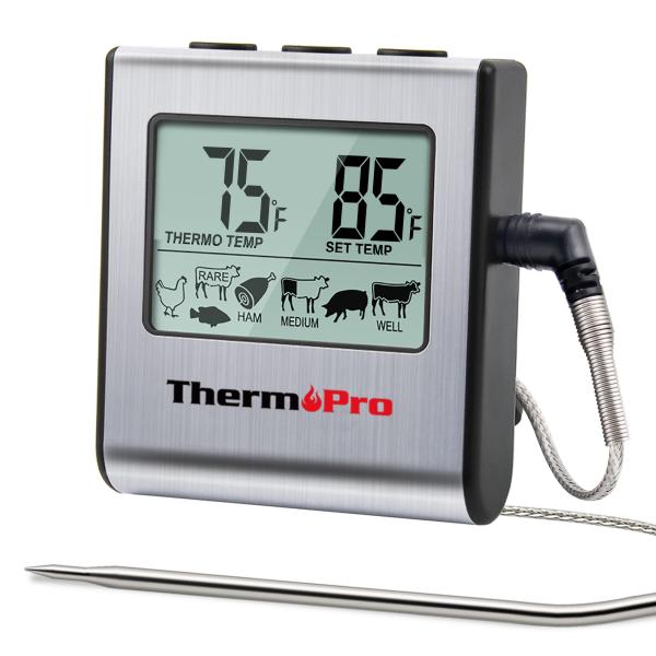 ThermoProサーモプロ クッキング料理用オーブン温度計デジタル ミルク コーヒー 肉 揚げ物 食品 燻製などの温度管理用キッチンタイマーとアラー