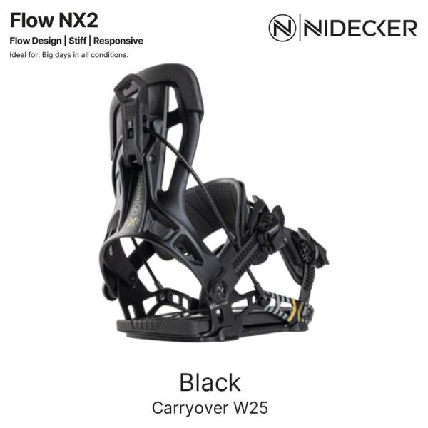 Flow スノーボード ビンディング ブラック NIDECKER 予約 25-26 スノーボード ビンディング ナイデッカー