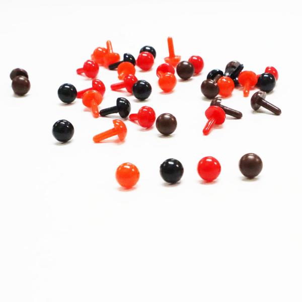 【半円形ボタン/目玉】　6ｍｍ【単色：10個入】　ソリッドアイ　手芸材料　あみぐるみ/羊毛フェルト/ぬいぐるみの目/鼻に最適！！