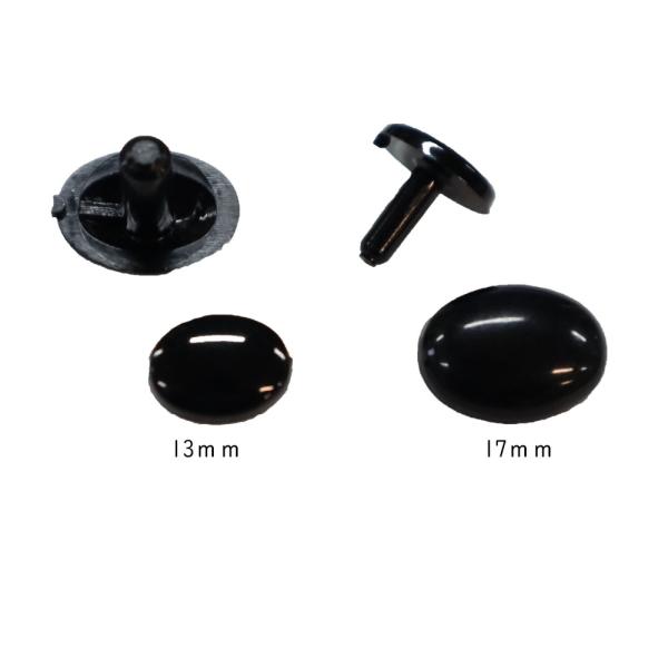 （楕円形）　手芸　目　さし目 　13ｍｍ、17ｍｍ、黒（同サイズ：2個入）さし鼻　ハナ　目玉　 ぬいぐるみ 　羊毛フェルト 　 サシ鼻 　さし目　手芸材料