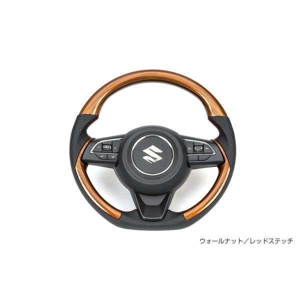 ショウワガレージ コンビネーションステアリング グロス (ウォールナット/レッドステッチ) ジムニー JB64/JB74/JC74［I00115］