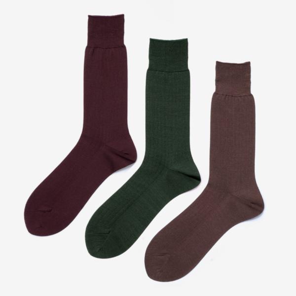 【スーツに差がつく】インカラー ドレスリブソックス（ボルドー・オリーブ・ブラウン）メンズ 日本製 革靴に映えるカラー 靴下 ビジネス用 おしゃれ 無地