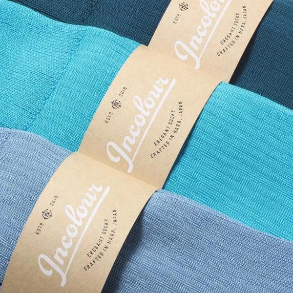 インカラー エッセンシャルカラーリブ ソックス （ スカイブルー / ターコイズ / マリンブルー ）36色 日本製 きれいめカジュアル カラフル メンズ 靴下