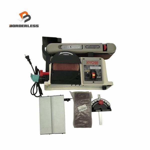 ☆美品☆RYOBI リョービ 100V ベルトディスクサンダ BDS-1010 サンドペーパー 100mmx915mm 5枚付  研磨 DIY132903