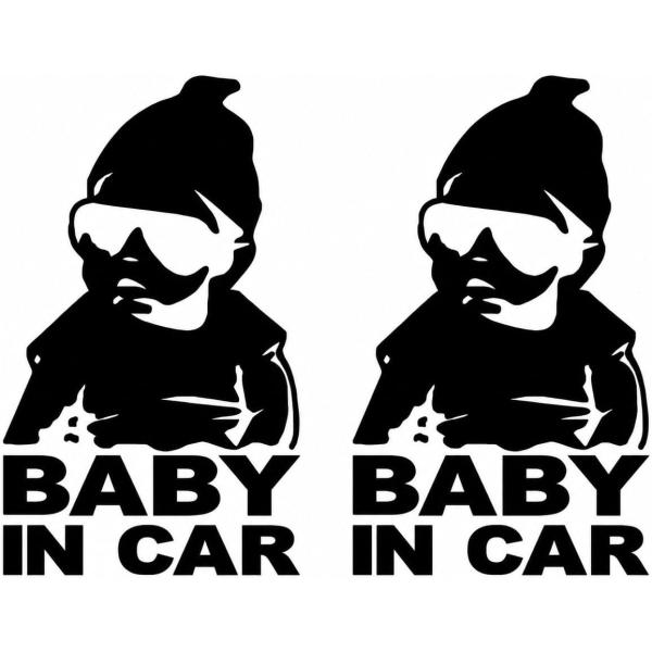 ベビーインカー ステッカー 2枚セット BABY IN CAR 赤ちゃんが乗っています 車 セーフティサイン 反射素材 耐水 耐候 切り文字 約15×9cm 黒 銀 送料無料