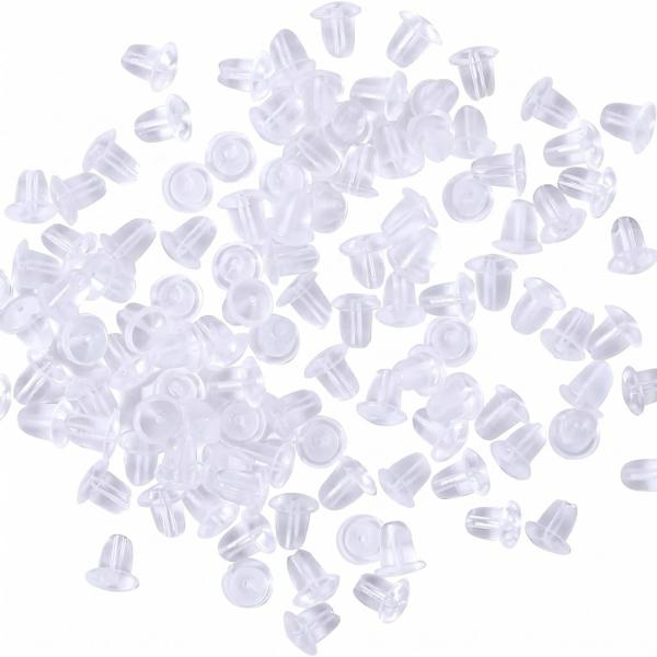 ピアスキャッチ シリコン 100個 50ペア 透明 クリア 4mm 落ちにくい キャッチャー バックキャッチ 樹脂 ピアス用 予備 COMFORTIS
