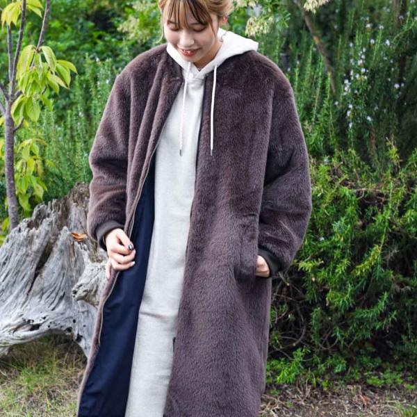 Glox ロングコートエコファーイタリアのブランド