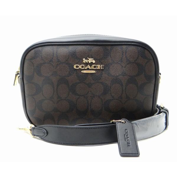 COACH コーチ CA547 ジェイミー カメラバッグ シグネチャー キャンバス ショルダーバッグ ブラウン×ブラック＜USED＞【送料無料】