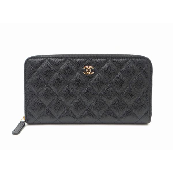 CHANEL シャネル AP0242 クラシック ロング ジップ ウォレット マトラッセ ココマーク キャビアスキン ラウンドファスナー長財布 ブラック＜新品＞