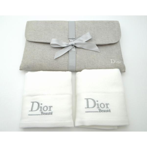 Christian Dior ディオール ポーチ＆ハンドタオル2枚セット ノベルティ＜新品同様品＞【送料無料】