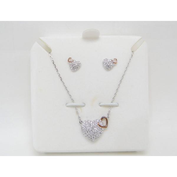 SWAROVSKI スワロフスキー ハート ラインストーン ネックレス＆ピアス