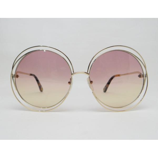 極美品！Chloe クロエ Carlina CE114SDサングラス Chloe クロエ CE114S Carlina サングラス ゴールド系＜USED