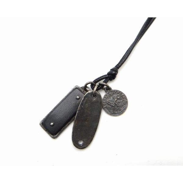 BOTTEGA VENETA ボッテガ ヴェネタ イントレチャート レザー プレート ネックレス SV925＜USED＞【送料無料】