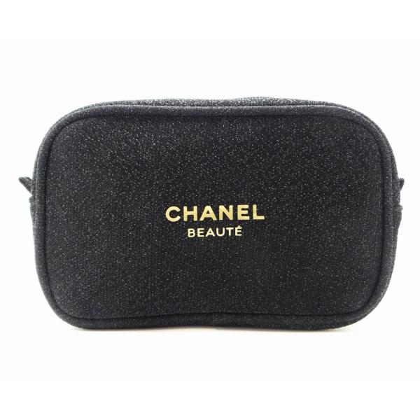 CHANEL シャネル ノベルティ ロゴ ポーチ ブラック＜USED＞【送料無料】