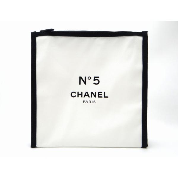 CHANEL シャネル ノベルティ No.5 ポーチ ホワイト×ブラック＜新品同様＞【送料無料】