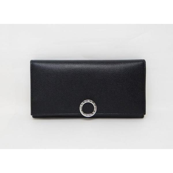 BVLGARI ブルガリ 30412 ブルガリブルガリ レザー 二つ折り長財布 ブラック＜USED＞【送料無料】