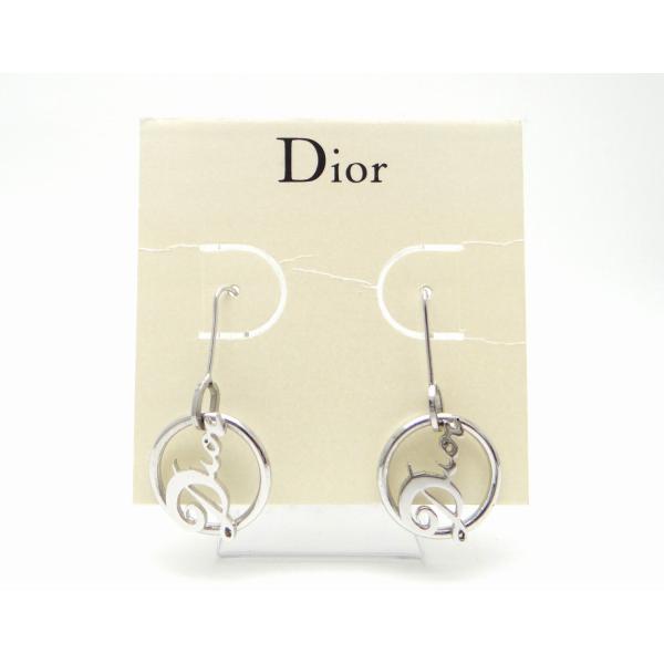 Christian Dior ディオール ラウンド ロゴチャーム ピアス＜USED＞【送料無料】