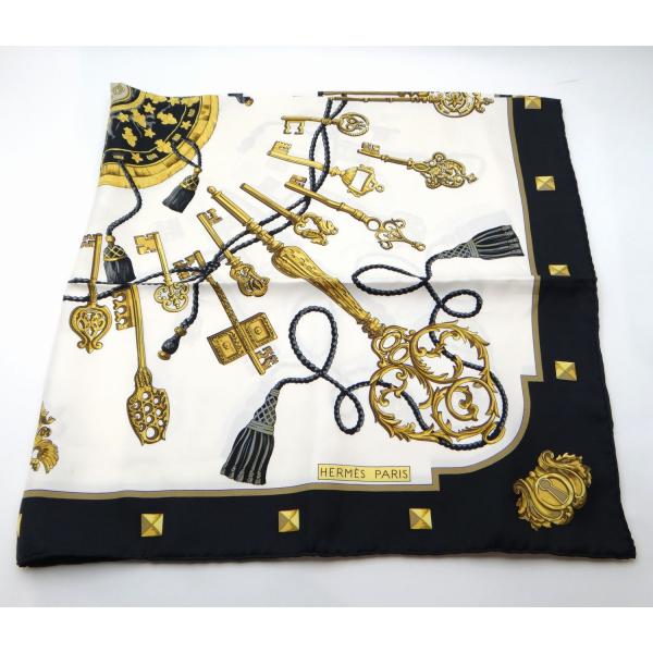 HERMES（エルメス） カレ90 LES CLES THE KEYS RARE 鍵柄 シルク
