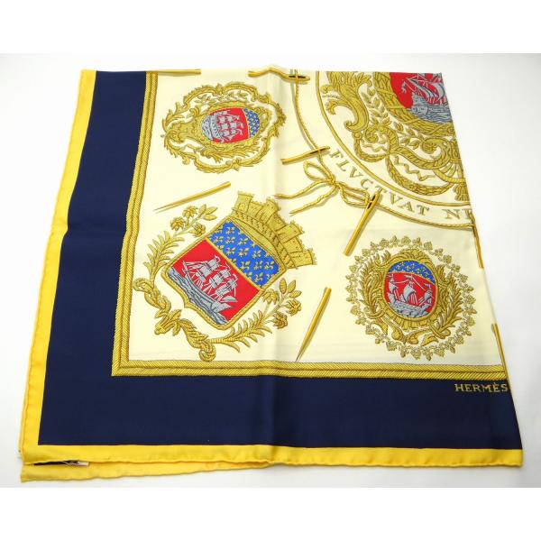 HERMES（エルメス） カレ90 LES ARMES DE PARIS パリの紋章 大判シルク