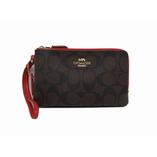 美品 COACH コーチ シグネチャー アクセサリーポーチ ブラウン レッド 美品 COACH コーチ アクセサリーポーチ レッド 赤 シグネチャー