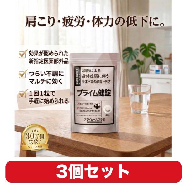 プライム健錠 プライム製薬 ビタミンB1 B6 疲労回復 滋養強壮 栄養補給 30錠 3個セット 指定医薬部外品