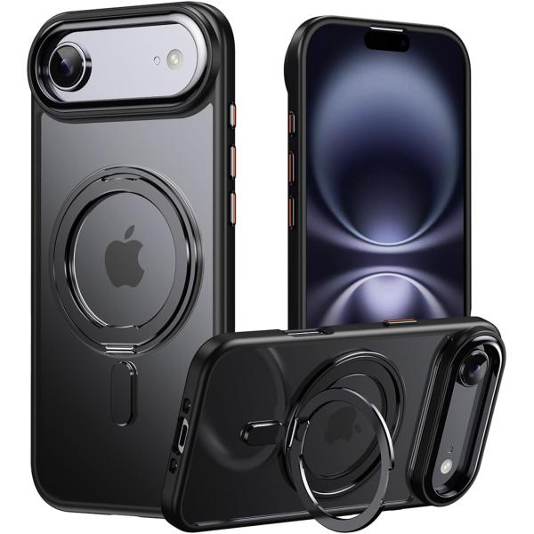 iPhone Air 用 ケース MagSafe対応 リング付き いPhone17Air スマホケース 耐衝撃   ワイヤレス充電対応 【隠し収納式 360°回転スタンド】