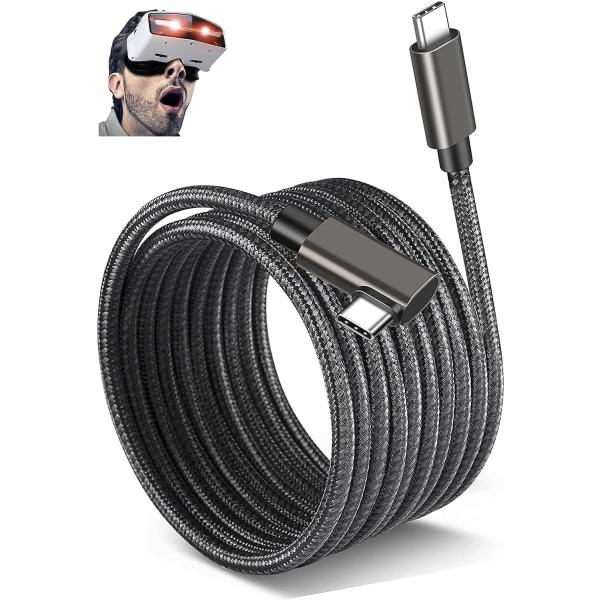 USB-C VRケーブル ナイロン編み PD対応60W/3A急速充電 【5m・L型 VR 4K@60Hz映像出力 USB3.2 Gen1標準 5Gbpsデータ転送】(L字型C-C)