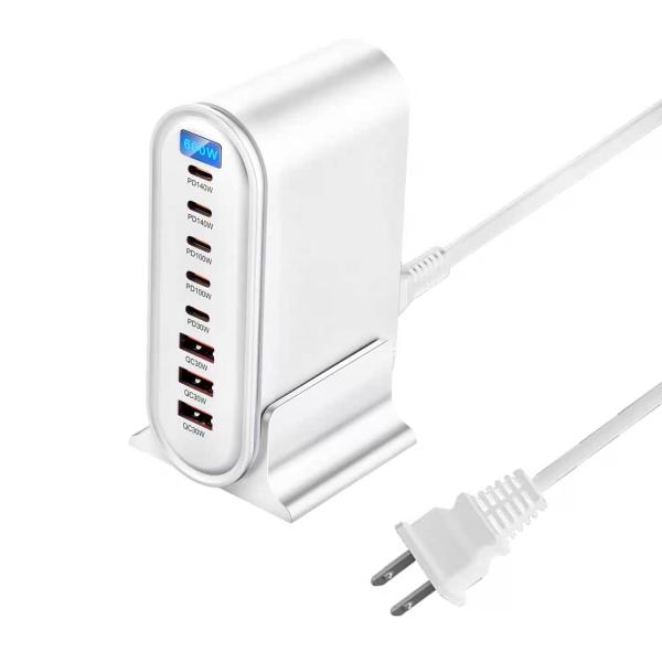 【8ポートで8台のデバイスを同時に】この充電器はUSB-Cポート×5、USB-Aポート×3の構成で、合計600Wのハイパワー出力を実現しています。8台のデバイスを同時に充電して、真の「同時急速充電」を提供します。具体的な出力配分は、USB-...