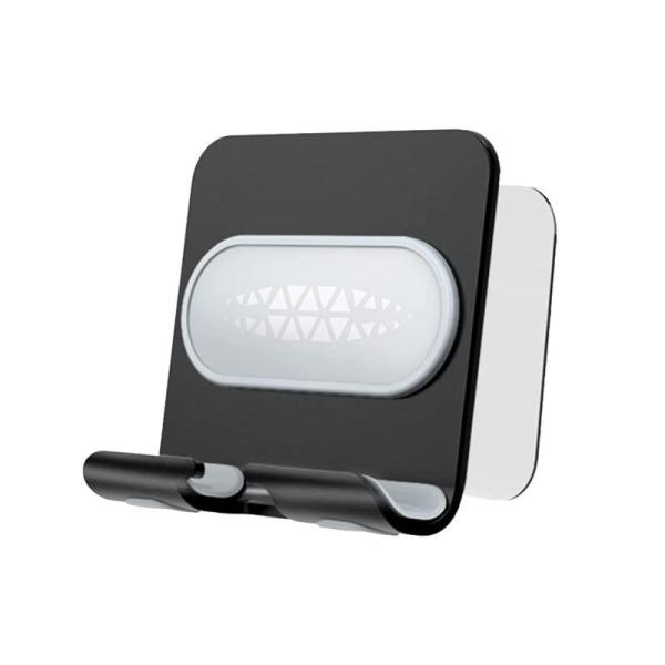 カラー：ブラック(※注文後の変更は不可です)スマホやタブレット端末に対応した、高級感あるアルミ合金製素材スマホスタンド。シンプルなデザインが場所を選ばずどこでもマッチします。壁に貼り付けてご使用いただけます。シールタイプなので、壁に穴を開け...