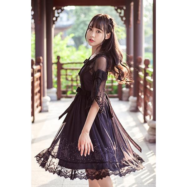 誓う 畝間 フェリー ワンピース シースルー 黒 Sunsetmichigan Com