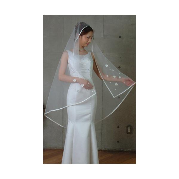 在庫処分 ウエディングベール ヘッドドレス スクエアベール 結婚式 ブライダルベール パイピング（白） 買いだおれ