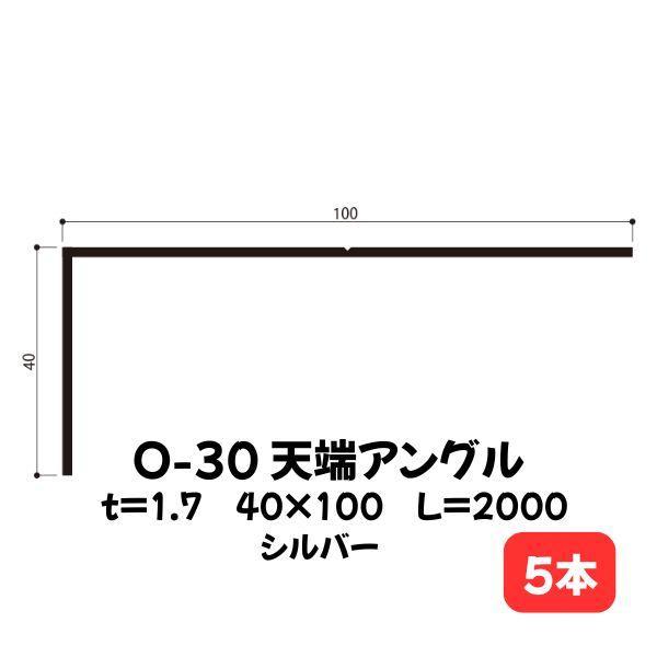 アルミアングル O-30 本体のみ 白水興産 40×100 シルバー 2m本 5本