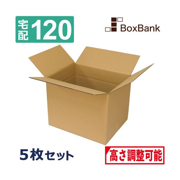 ダンボール 高さ調整可 120サイズ 最大組立寸法：46×36×高さ37cm（/最大三辺合計：119cm) 5枚セット 深さ 可変