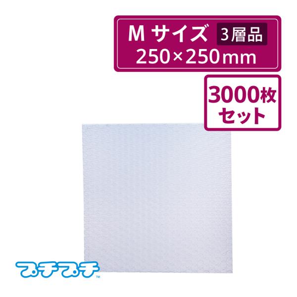法人限定販売 プチプチ袋 エアキャップ袋  Mサイズ 三層品 　250×250mm　 3000枚セット（川上産業・袋状・梱包材）