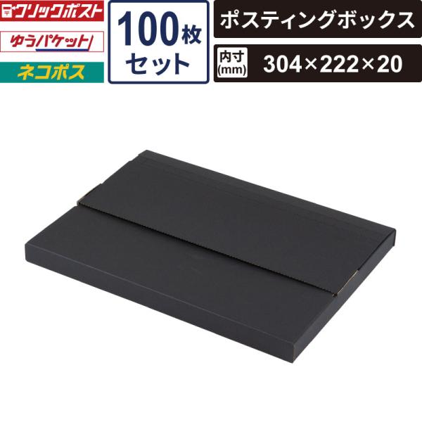 ボックスバンク ネコポス 箱 ポスティングボックス ブラック 100枚セット 【内寸:304×222×20】 ヤマニパッケージ SM-FY04-0100-BK ゆうパケット