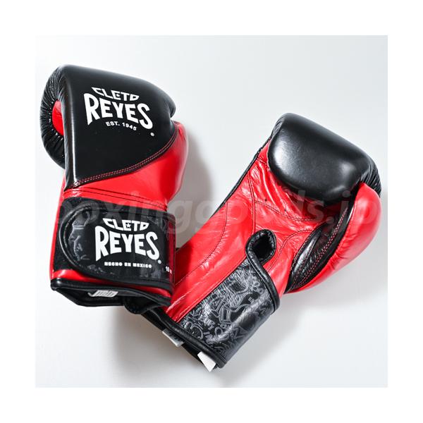 【Reyes/レイジェス】　トレーニング用グローブ８オンス　マジックテープ式　ブラック×レッド