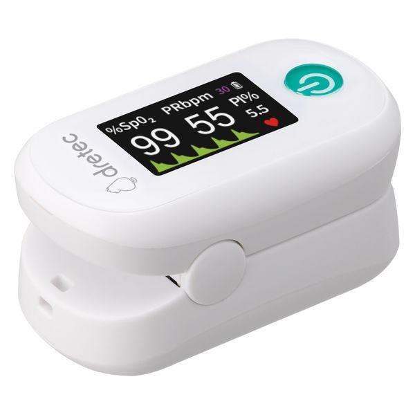 他サイト： ドリテック パルスオキシメーター dretec OX-104WT PI測定機能 10回分のメモリー機能 ずれにくい指ホルダ 測定可能体重約10kg〜 こどもも測定可能 小児用 子供用の商品画像