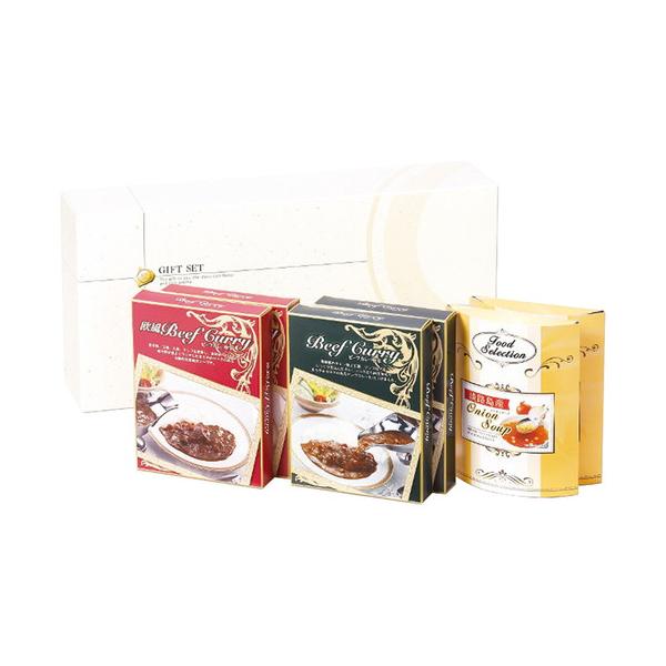 素材から出る甘みと香辛料が程よくマッチしたまろやかでコクのあるビーフカレーです。玉ねぎの名産地、淡路島で採れた糖度の高い「フルーツ玉ねぎ」を使用して作った玉ねぎスープです。まろやかでコクのある味わいでカレーとの相性も抜群です。■ビーフカレー...