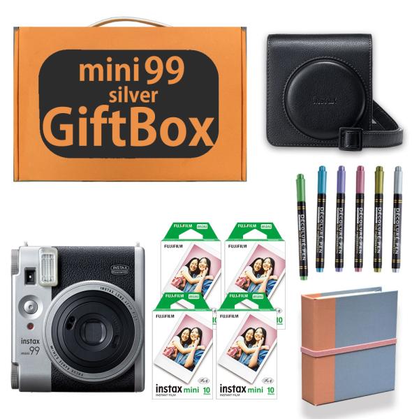 【ギフト チェキ】富士フィルム チェキ インスタントカメラ　instax mini 99 silver フィルム アルバム デコペン 専用ケース付き！