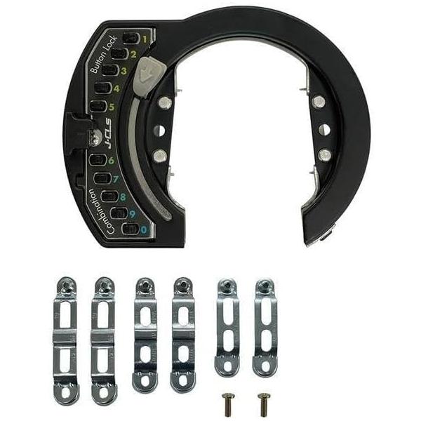 自転車用の後輪リング錠番号のボタンを押して開錠するタイプなので、カギの紛失はありません。番号は10個の中から設定可能自転車への取り付け用のバンドが３種類付属しているため幅広い車体への取り付けに対応。付属バンド：13/16/19mm