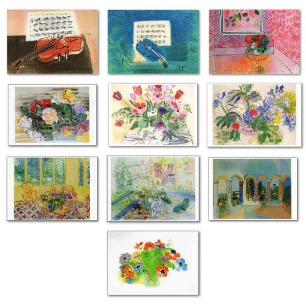 ❌文京区好き(❁ᴗ͈ˬᴗ͈)新品　ハガキサイズ絵画額入り 正規輸入品ポストカード アート10柄セット「デュフィ」 ハガキ