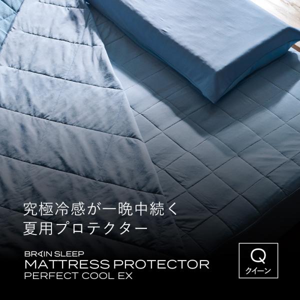夏用シーツ ブレインスリープ マットレスプロテクター パーフェクト クール EX クイーン