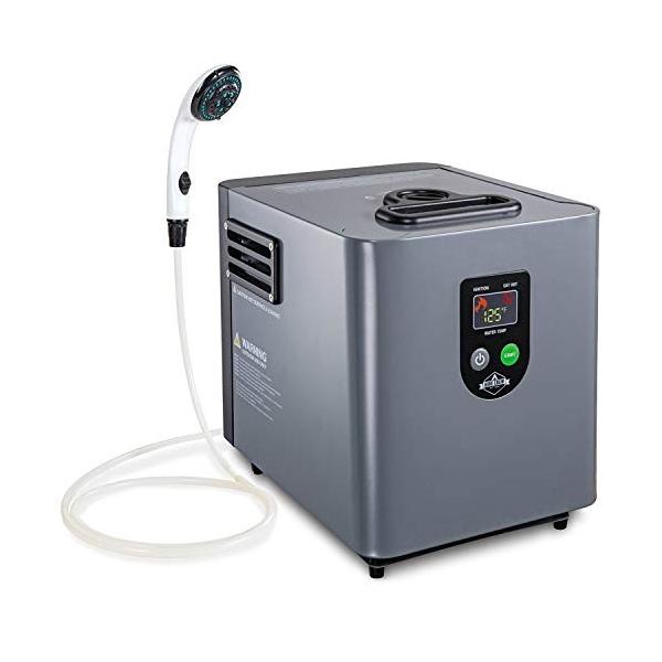 Hike Crew 毎日続々入荷 ポータブルプロパン給湯器 シャワーポンプ コンパクトアウトドアクリーニング シャワーシステム 液晶ディスプレイと自動安全停止機能付